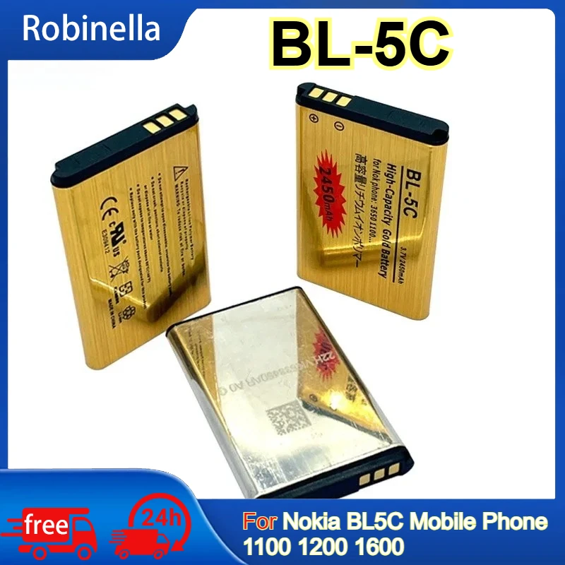 

BL-5C 3.7V High Capacity 2450mAh Battery for Nokia BL5C Mobile Phone 1100 1200 1600