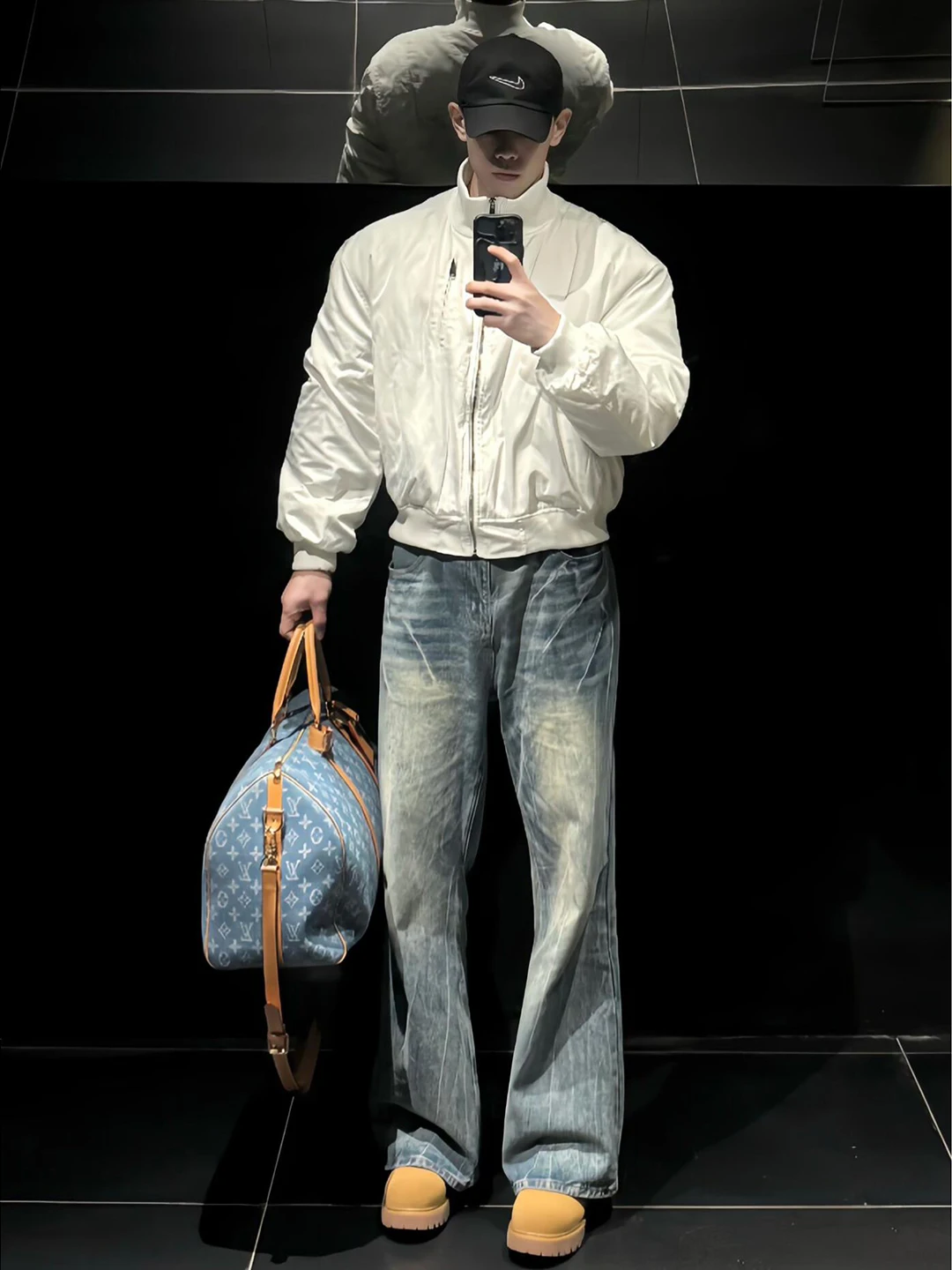 

Мужские джинсы синего цвета с эффектом потертости и узором в виде молнии, в американском уличном стиле, прямого кроя, повседневные, свободные, прямые брюки-трубы