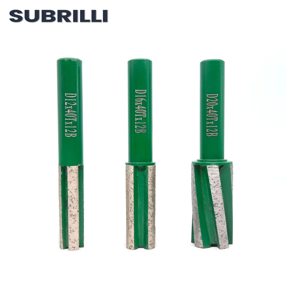 SUBRILLI CNC Diamond Finger Bit Segmented Router Wheel D12/16/20MM for Drilling Cutting Grinding Granite Marble Concrete