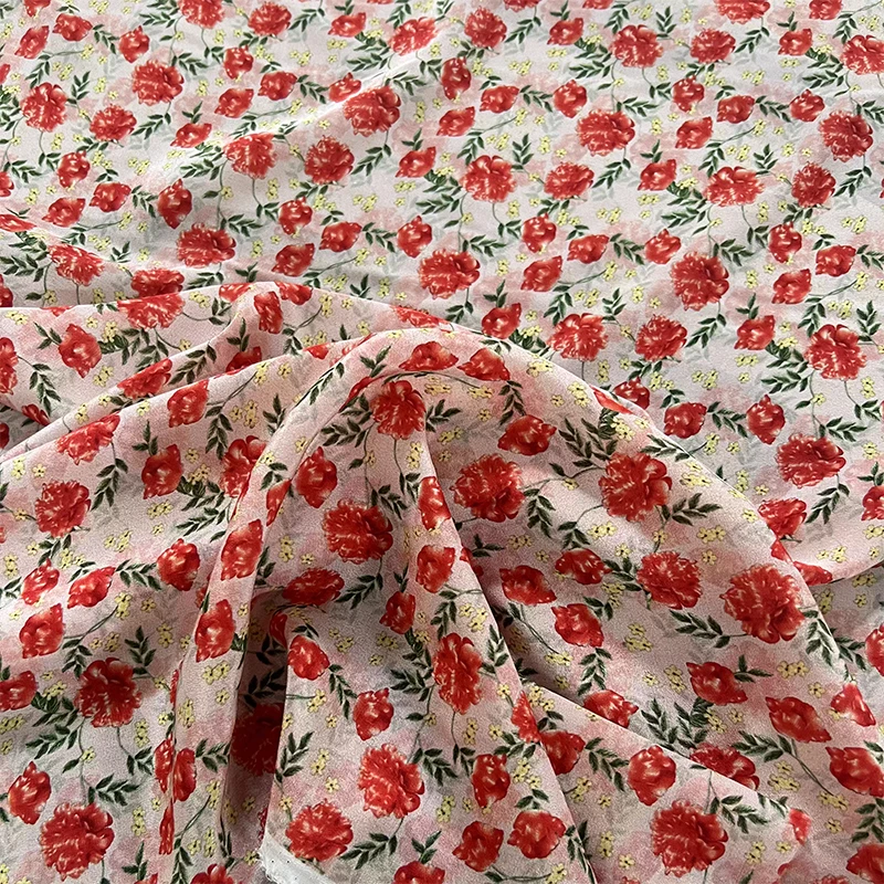 

1 meter 100% Mulberry Silk 15 momme Crepe Silk Fabric Pink Floral Printed 140cm 55" wide by the yard XX414
