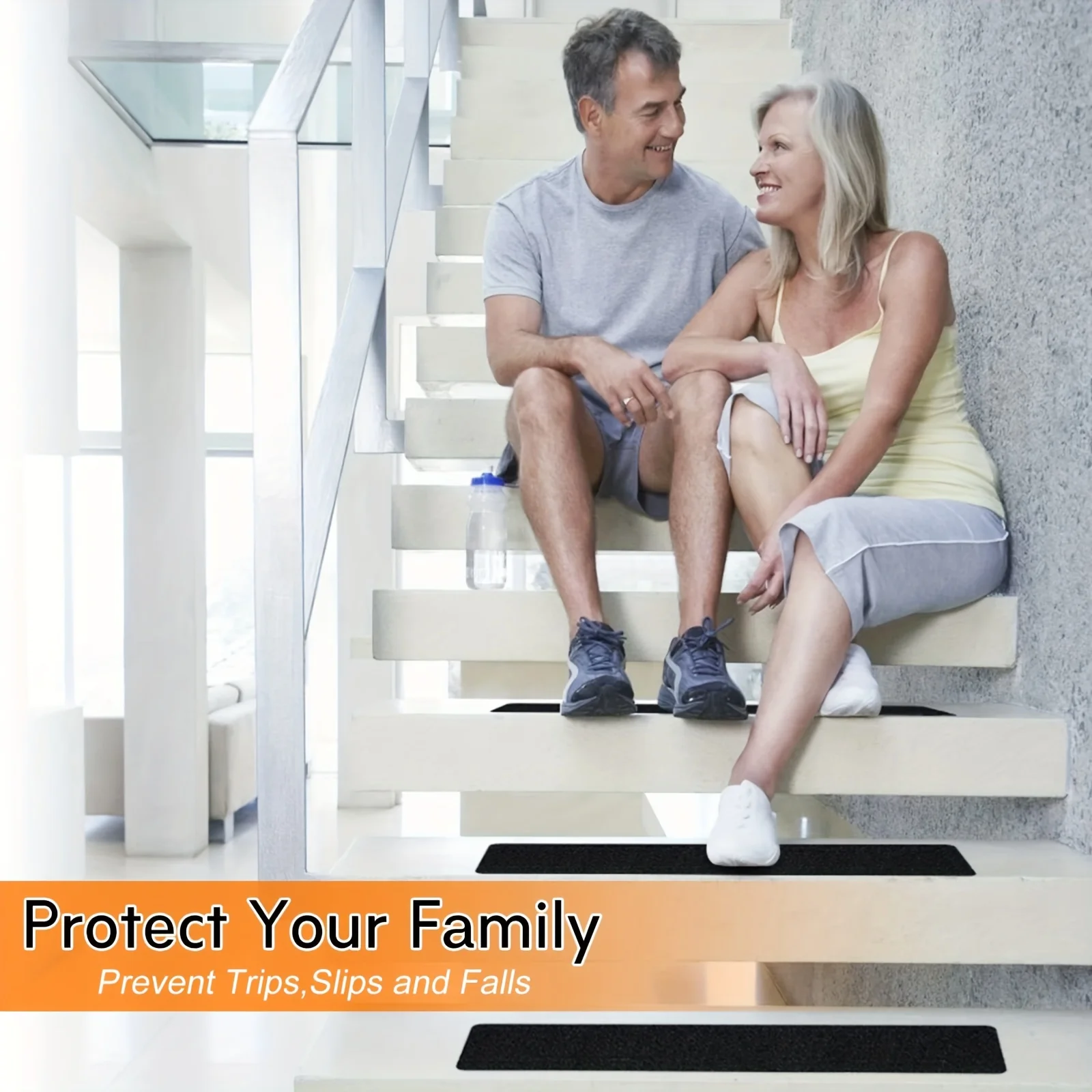6 قطع من أدوات الدرج المضادة للانزلاق - شرائط قبضة أمان سهلة التركيب ومقاومة للطقس للخطوات والمحدرات والطوابق.