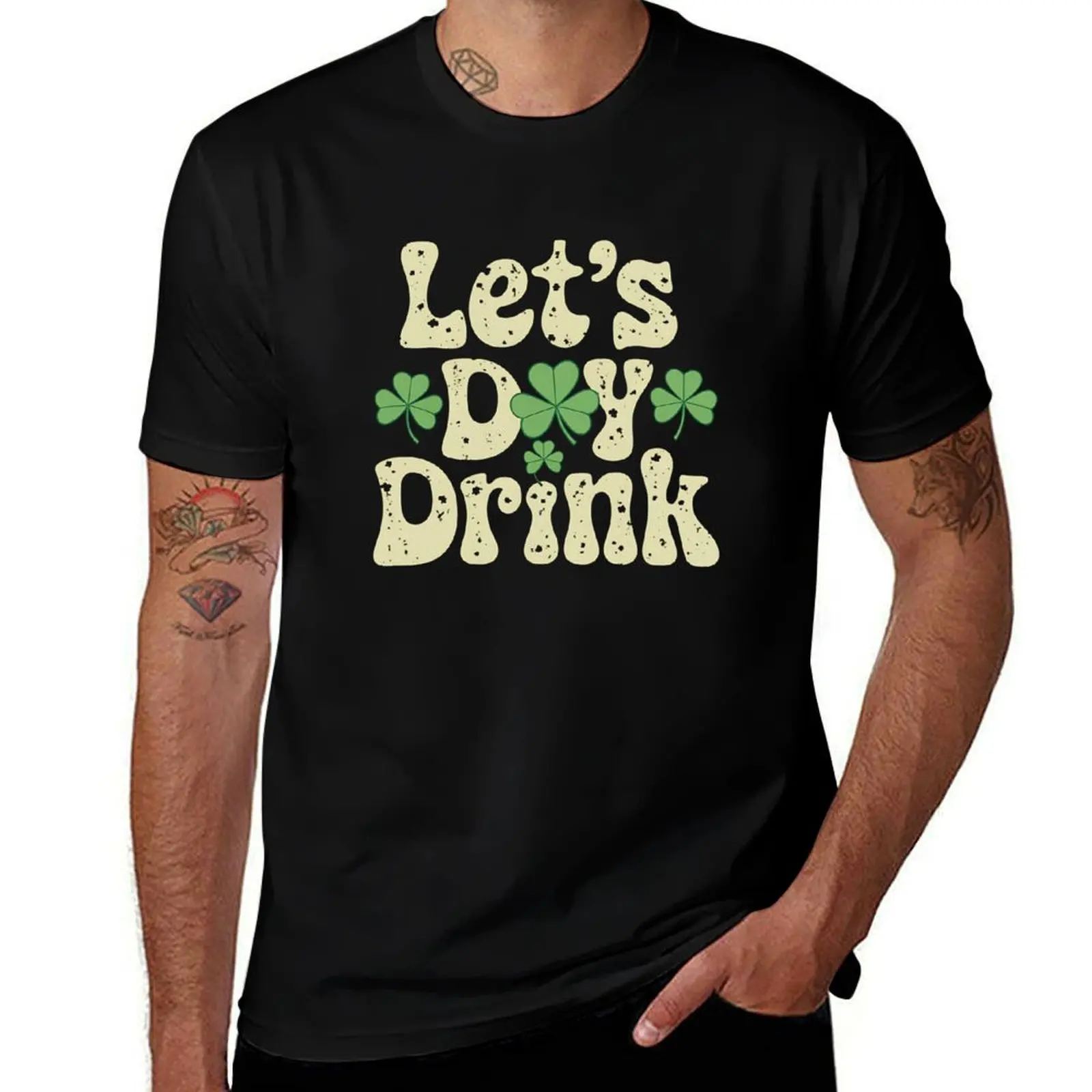 

Lets Day Drink Groovy St Patrick's Day Women's Lucky T-Shirt hippie clothes topping custom shirt cotton t shirt men