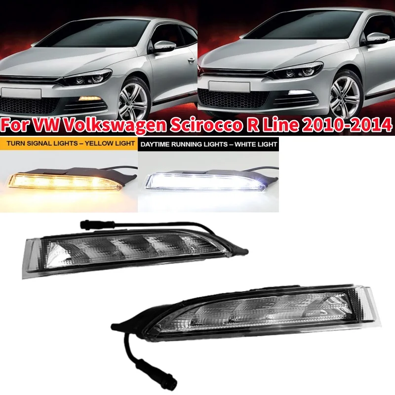 Car LED Daytime Running Light Fog Lamp  Turn Signal Lights for VW Volkswagen Scirocco R Line 2010-2014