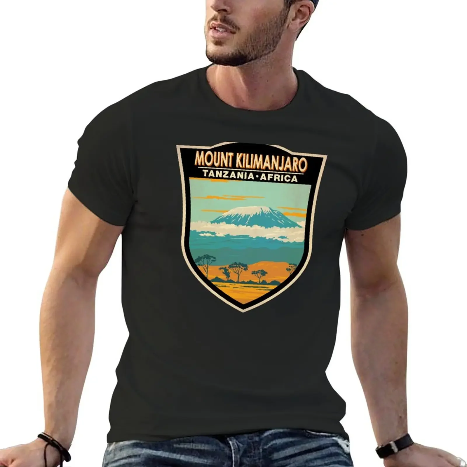 Mount Kilimanjaro Tanzania Africa Badge T-Shirt vintage anime shirt street wear cute clothes summer top men workout shirt