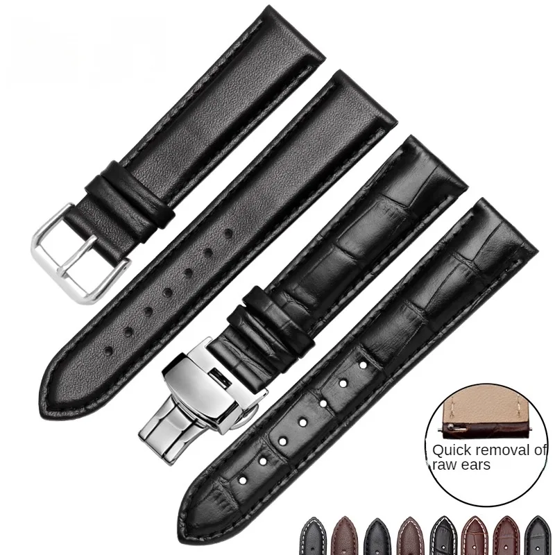 

Suitable For Black 2/3 Quick Release Design Cowhide Watch Strap Men's And Women's 12/14/16/18/20/22/24mm