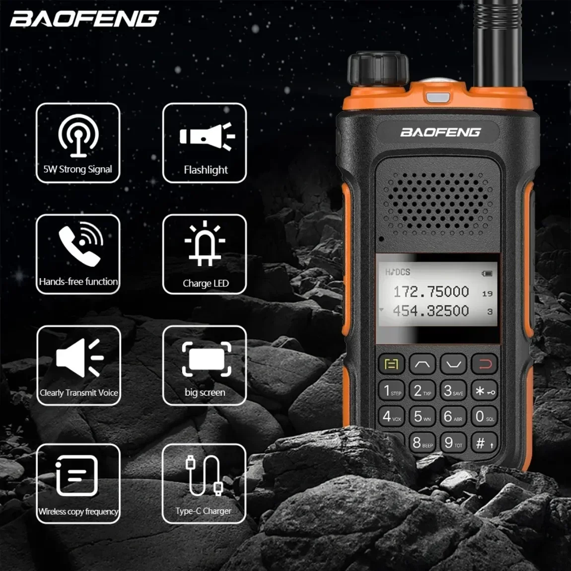 Baofeng UV-10 Pro Walkie Talkie Беспроводная частота копирования Двухдиапазонная 999CH Type-C Двухсторонняя радиостанция высокой мощности UV-5R Ham