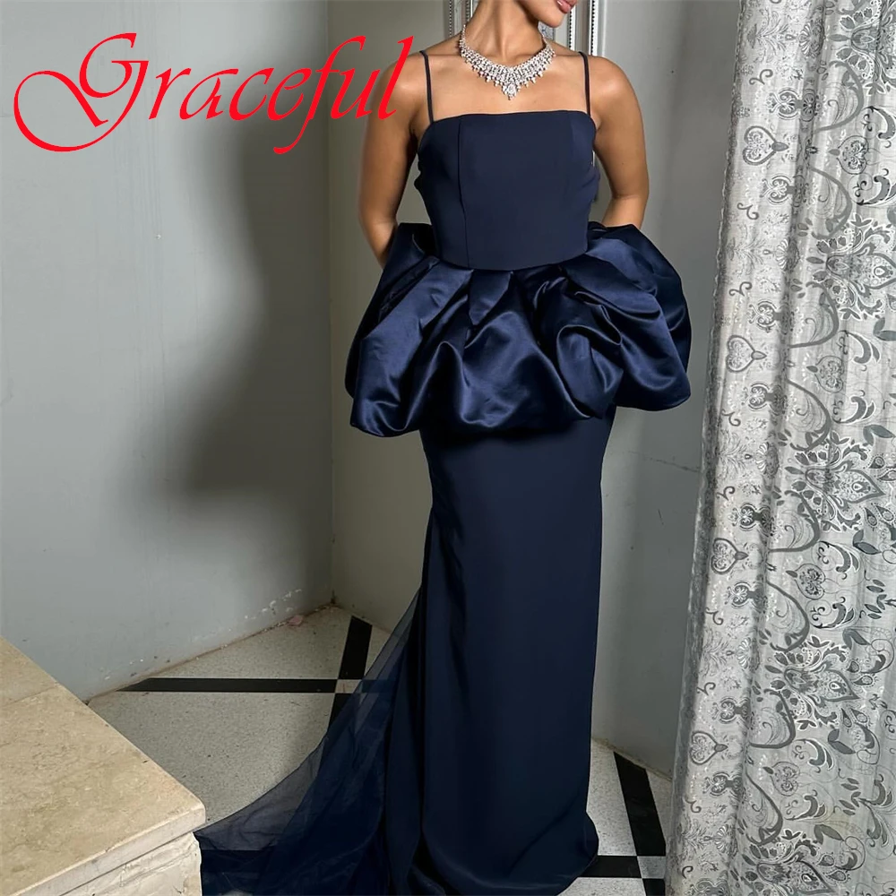 Personalizado delicado azul jérsei vestido de noite de alta qualidade sem alças alças espaguete vestido de cocktail clássico vestido de baile