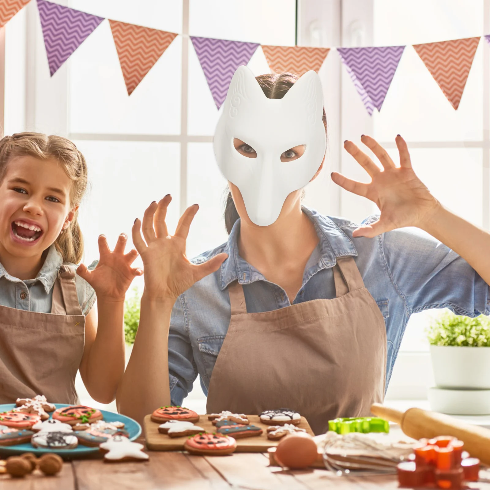 Ropa Máscara de zorro blanco DIY Disfraces de Halloween Mascarada de fieltro para máscaras