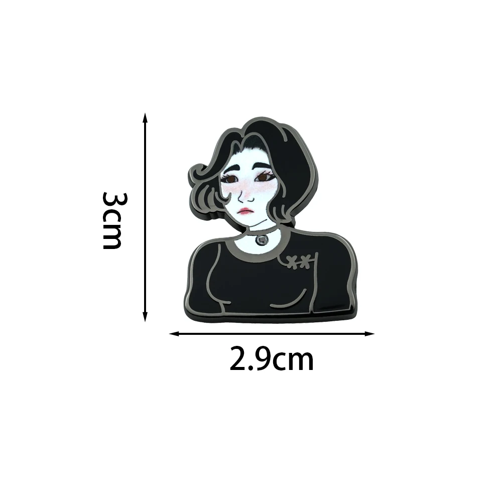 Doomer Girl Wojak Meme Badge Post-Punk Brooch روح الدعابة الجدة تصميم فريد من نوعه نمط مجوهرات على ظهره ديكور
