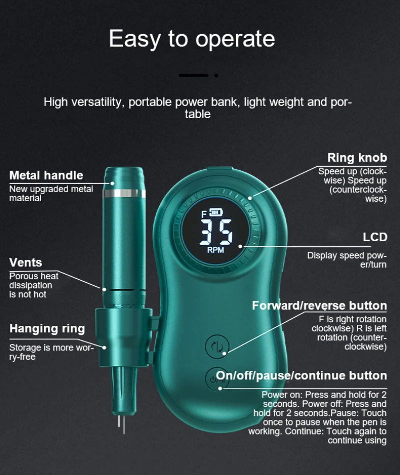 35000RPM trapano per unghie Display LCD ricaricabile Nail Master per Manicure portatile trapano per unghie fresatrici utensili