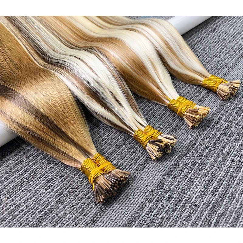 Extensiones de cabello de fusión de queratina con punta I sintética, varios colores, 5G/hebra, 60 hebras/paquete, extensiones de cabello con punta de queratina (I-Tip)