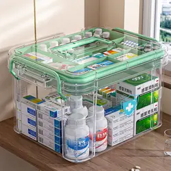 Multi-functional Medicine Cabinet Storage Box, Transparent, Large Capacity, Household Medical Aid Kit