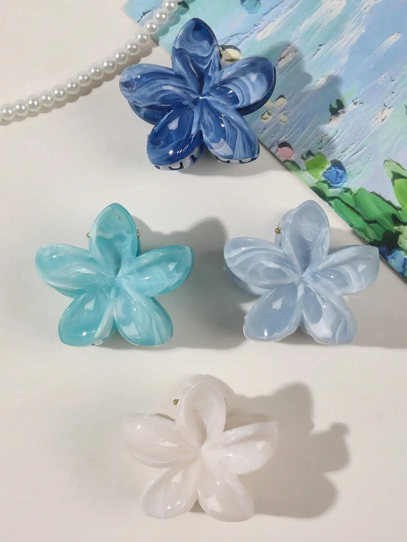 4 Stück mehrfarbige Blumen-Haarklammern für Frauen und Mädchen, rutschfest, niedlich, modisch, Haarschmuck, kleine Haarnadel, Krabben-Haarspange-Stil – Detail 38