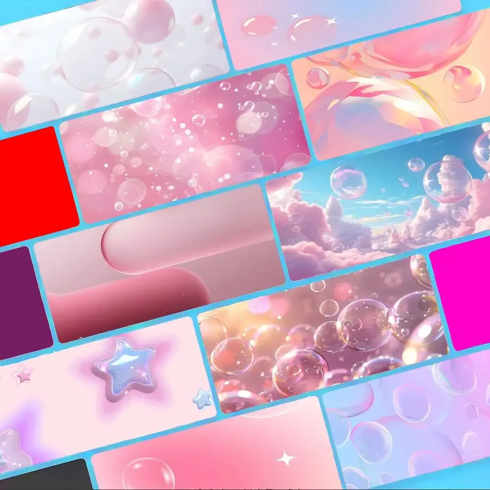

Dreamy P-Pink bubbles Mouse Pad Non-Slip Large Desk Mat Thick Stitched Edge Gaming Mousepad
