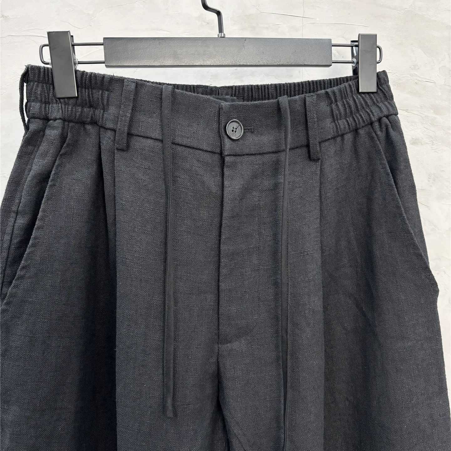 Designer Model Dark Retro Linen Stitching Straight Casual Pants Fashionable All-Match Loose Wide-Leg Pants Men's Suit Pants