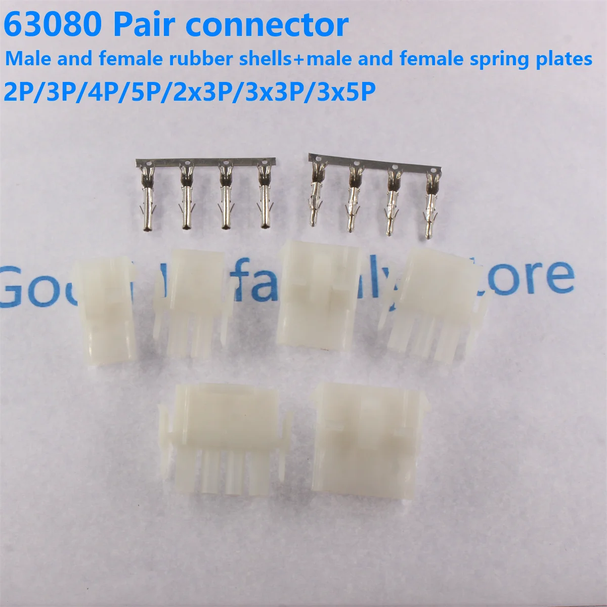 5Sets 63080 6.3mm Pitch 2/3/4/5/6/9/12/15P Pin Female Male Electrical Wire Connector Housing With Terminal