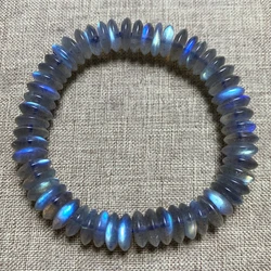 Natural Blue Labradorite Clear Abacus Beads Bracelet Women Men 7mm 8mm Yellow Labradorite Moonstone Stone AAAAA