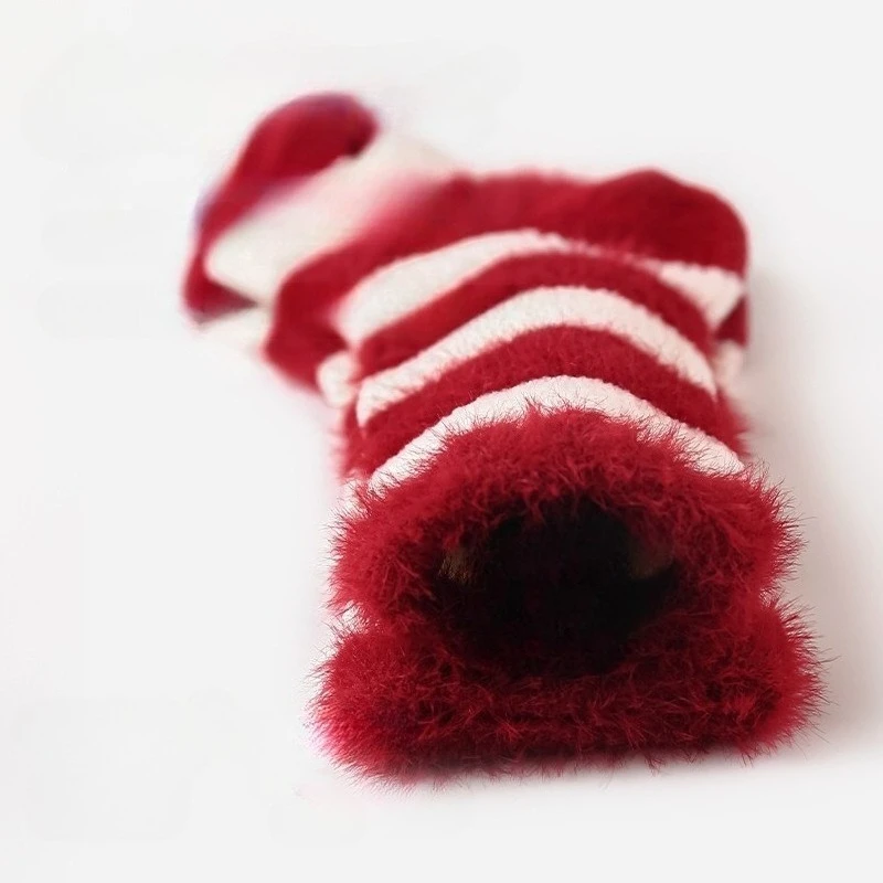 2 أزواج الجوارب السنة الجديدة لحديثي الولادة الاطفال الأحمر لينة سميكة المخملية طفل منتصف الجوارب الفتيات الرضع الفتيان لطيف العظام الجوارب #6