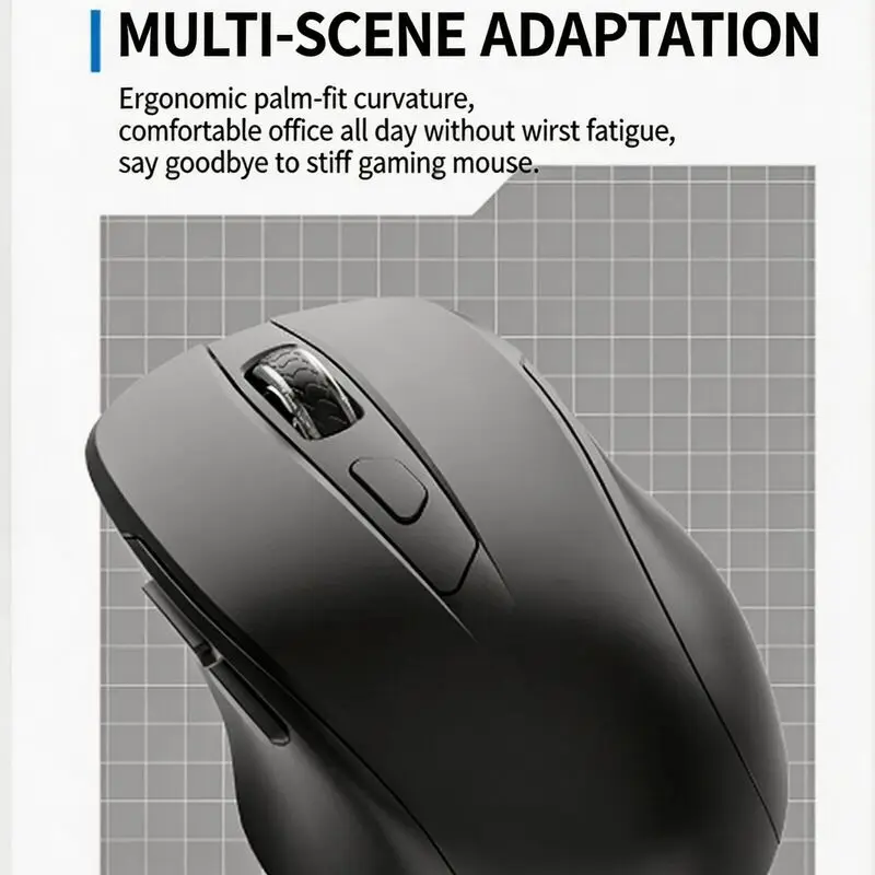 Dual Mode 2.4G Bluetooth Silent Rechargeable Wireless Mouse Ergonomic Office Mice Rubber Roller Adjustable DPI 800-1600 Six Keys