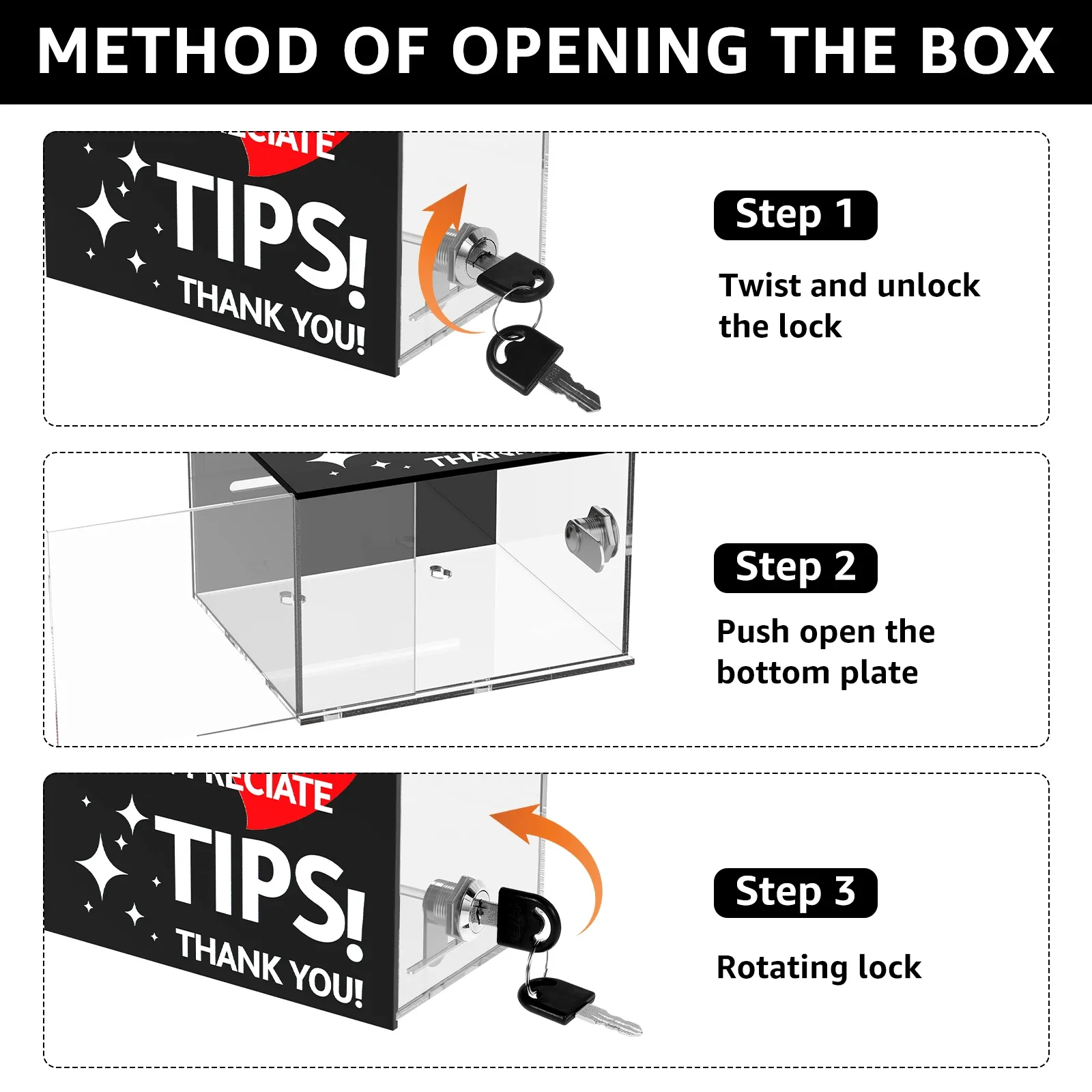 صندوق تبرع أكريليك مع قفل واضح اقتراح تجارة الاقتراع السحب صندوق رفع الصمامات توفير المال البنك تذكرة تلميح جرة