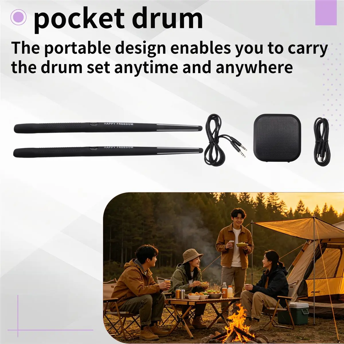 Nices Portable Electronic Air Drum Set - Virtual Drumsticks and Pedals, Ideal for Beginners, Children, and Adults A