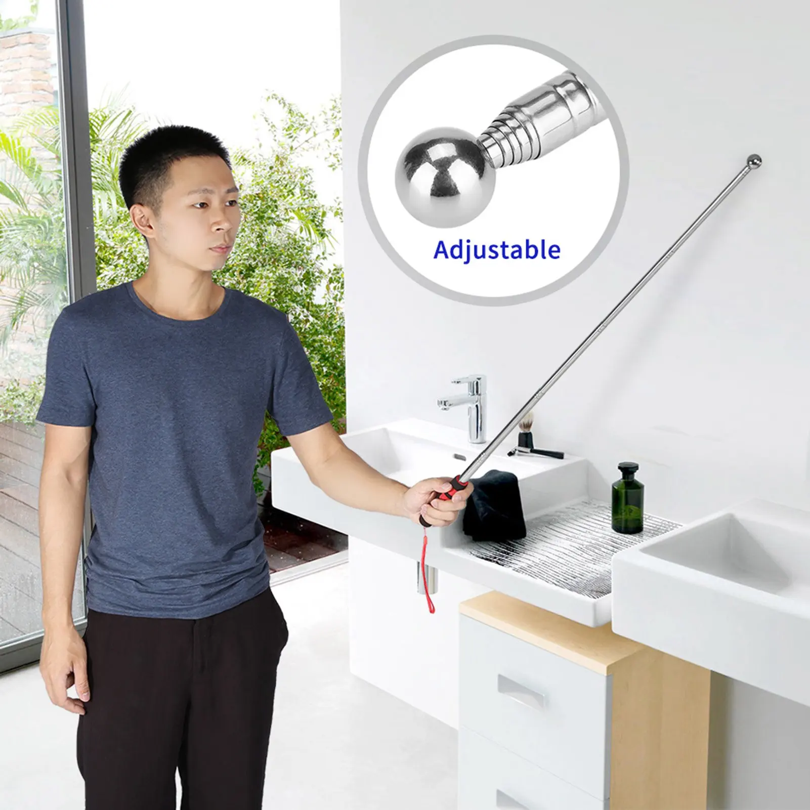 Telescopic Rod Detection Hammer 115cm Thickened Telescopic Rod Hollowing Drum Detection Hammer For House Decoration Inspection