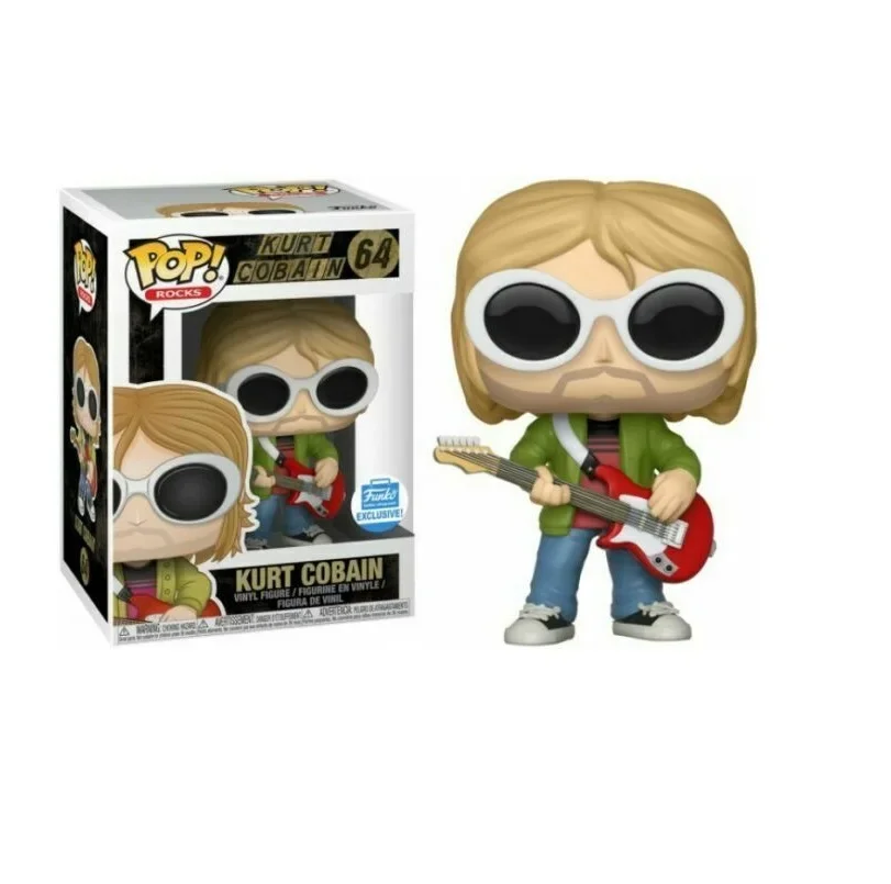 Funko Pop ROCKS Cantor KURT COBAIN 64 #   Cobain músico 10cm pvc exclusivo vinil figuras de ação coleção modelo crianças brinquedos