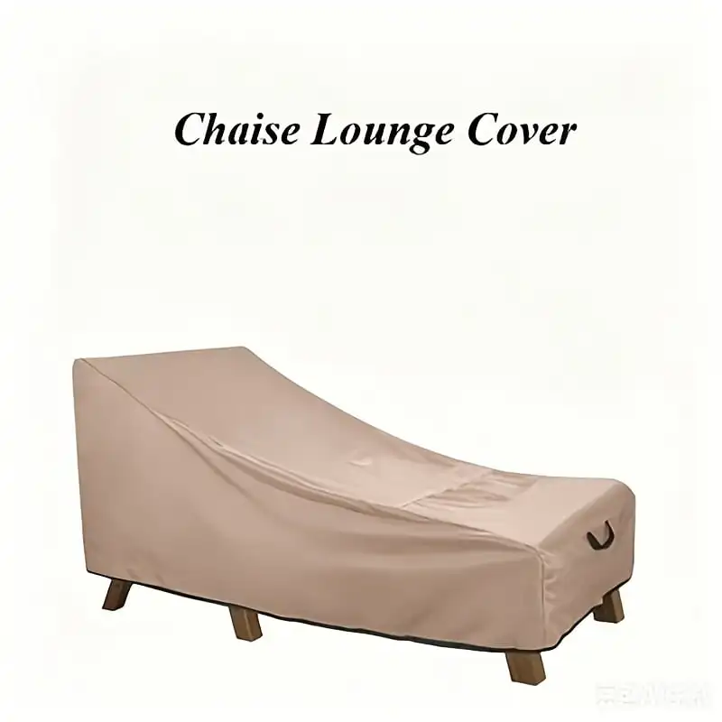 Beige Patio Chaise Lounge Cover, Heavy‑Duty Waterproof Outdoor Recliner Protector, UV‑Resistant Windproof Dust‑Proof Lounge Chai