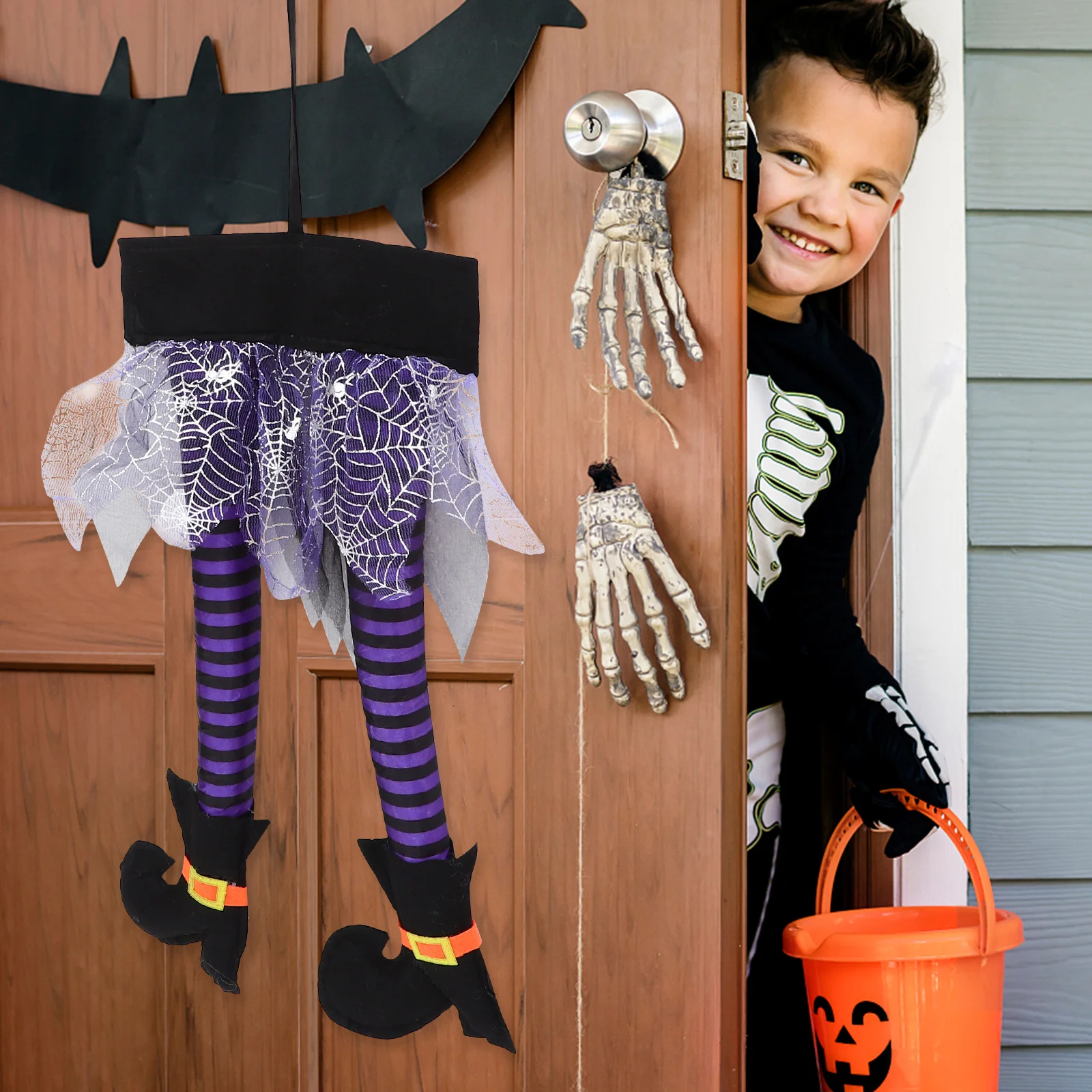 

2pcs Witch Leg Hanging Pendant Halloween Decor Cloth Hanging Adornment For Home Party Scene Festival Decoration Lightweight