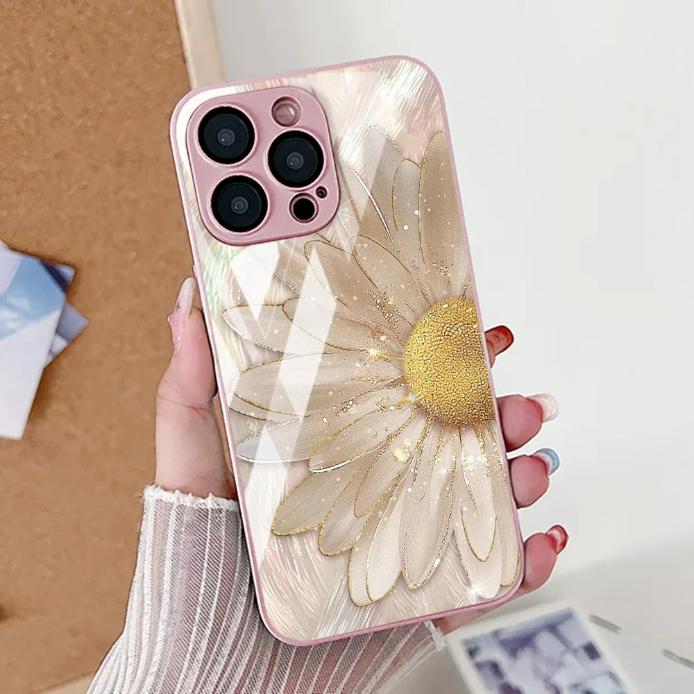 

Sunflower Phone Case For iPhone 16 Pro Case iPhone 17 Air 13 15 11 12 14 Pro Max 16E 7 8 Plus XR SE Tempered Glass Cover Coque