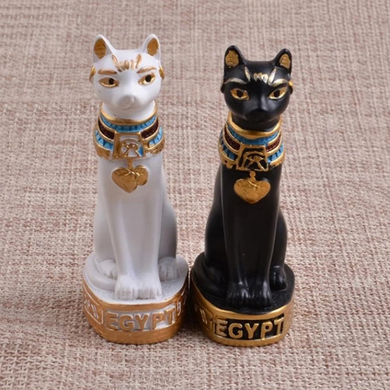 Resin Crafts Book Shelve Desktop Cat Miniature Figurine Home Decor Accessories Birthday Gift Creative Egyptian Cat God Ornaments