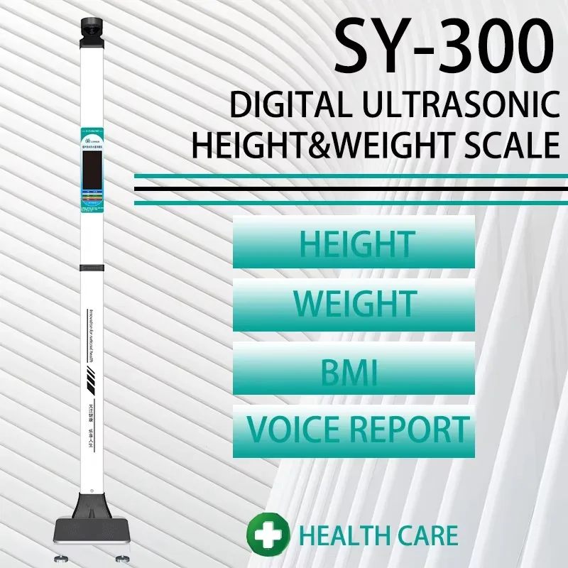 Hospital Use LED Display Height Weight BMI Digital Weighing Scale Folding With Wheels