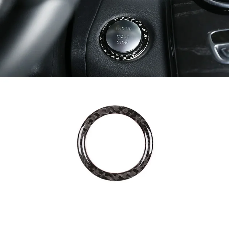3D Carbon Fiber Car Engine Start Stop Ignition Button Decal Sticker Trim Key Ring for Mercedes-Benz C GLC Class W205 car Sticker