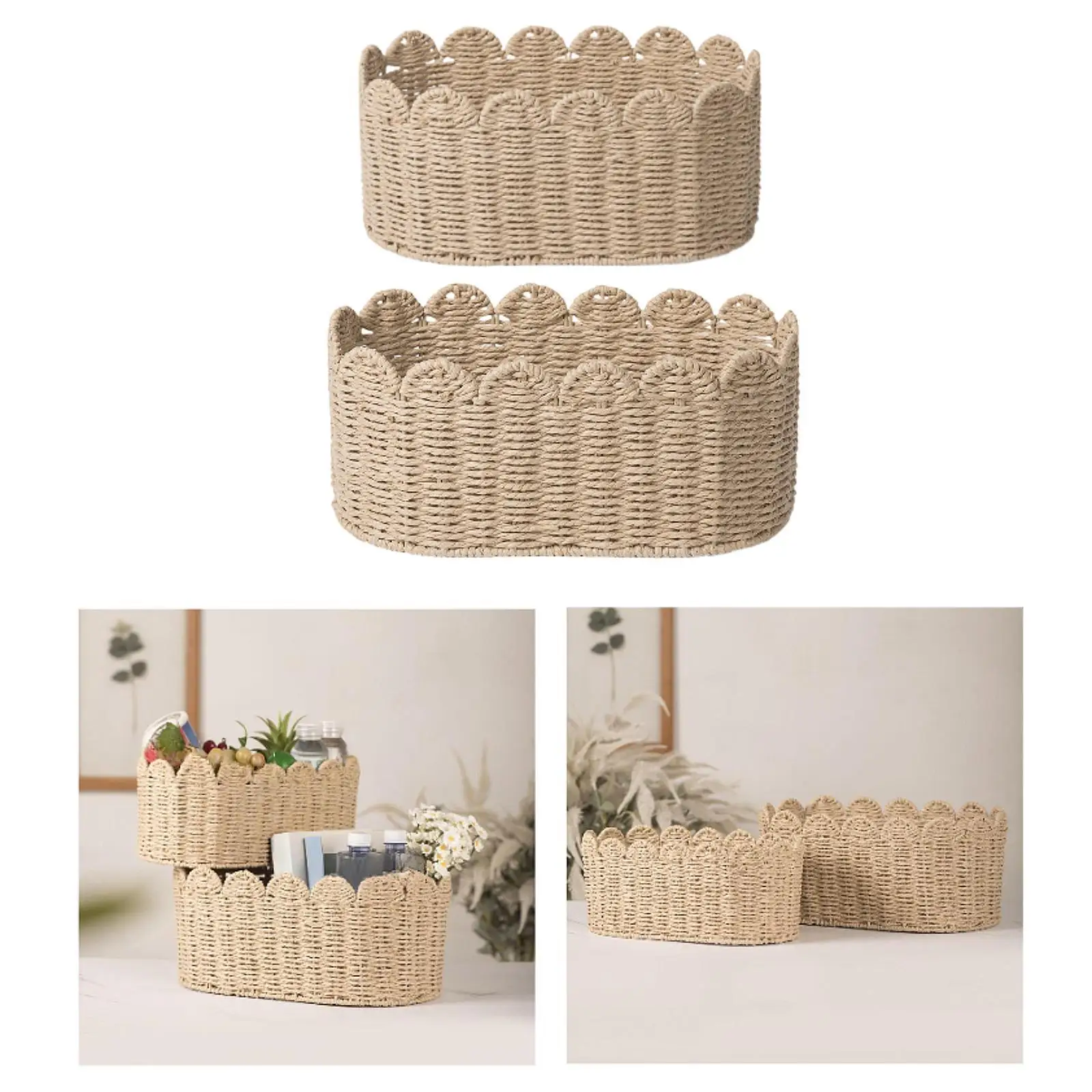 Woven Basket Practical Multifuctional Organizer Box Sundries Storage Bin for Pantry Farmhouse Living Room Bathroom Kithchen Tool