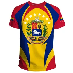 New Summer Men T-Shirt Venezuela Flag Print Tops Tees Fashion Short Sleeve Outfit O-Neck Clothing Male Casual Stylish Streetwear