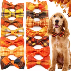 50PCS Thanksgiving Dog Bowties For Collars Removing Small Dog Cat Bow Ties Collar Accessoreis Autumn Dogs Grooming For Fall