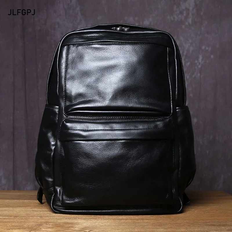 Natural Top Layer Cowhide Backpack For Men's Casual Fashion Large Capacity Genuine  Leather Computer Bag