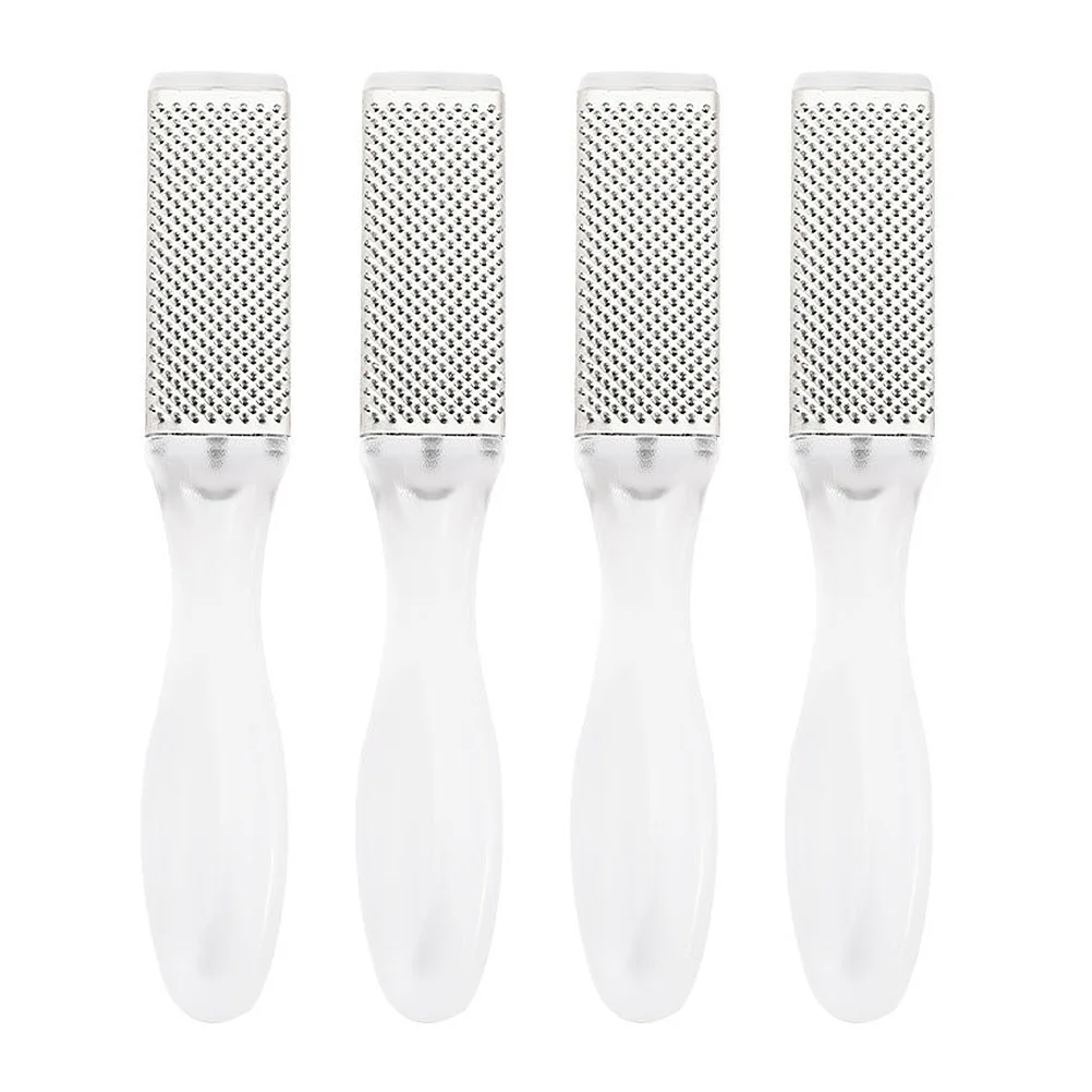 4 قطعة لوح فرك من الفولاذ المقاوم للصدأ ملف على الوجهين لإزالة الجلد الميت أداة التقشير المحمولة العناية بالقدم مدلك قوي