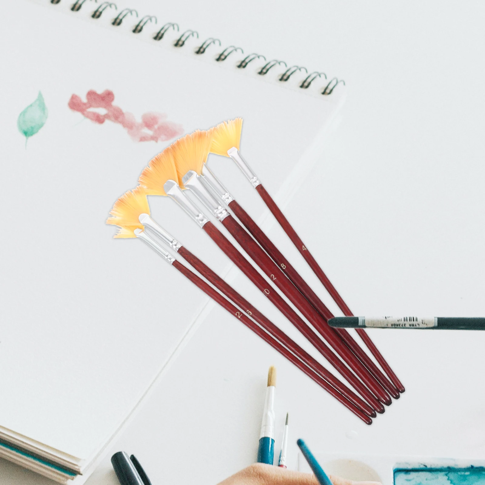 

6Pcs Set Artist Paint Supplies Flat Designed Portable Ergonomic Painting Tools for Oil Watercolor Artist Brush