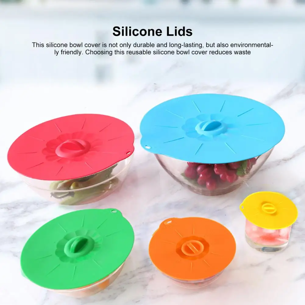 

Reusable Silicone Lid 6pcs Reusable Silicone Microwave Splatter Cover Set Heat-resistant Lid Covers for Bowls Cups Food for Home