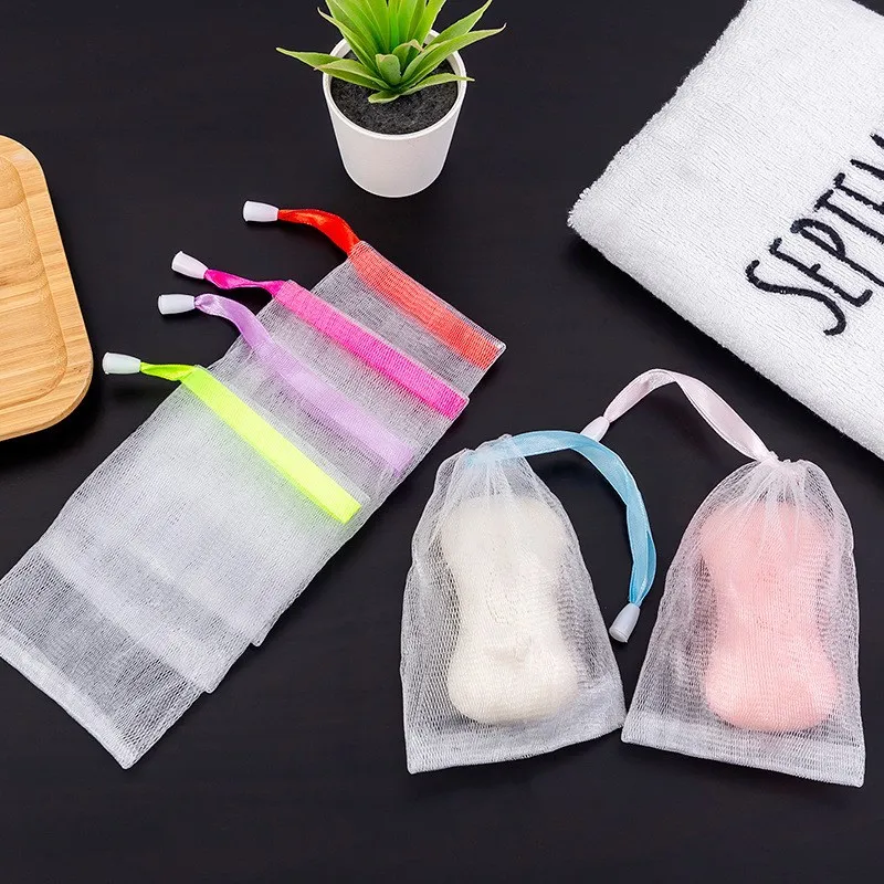 Double-layer Soap Saver Bag Quickly Foam Drawstring Design Non-slip Portable Handmade Soap Foaming Net for bath brush reuse