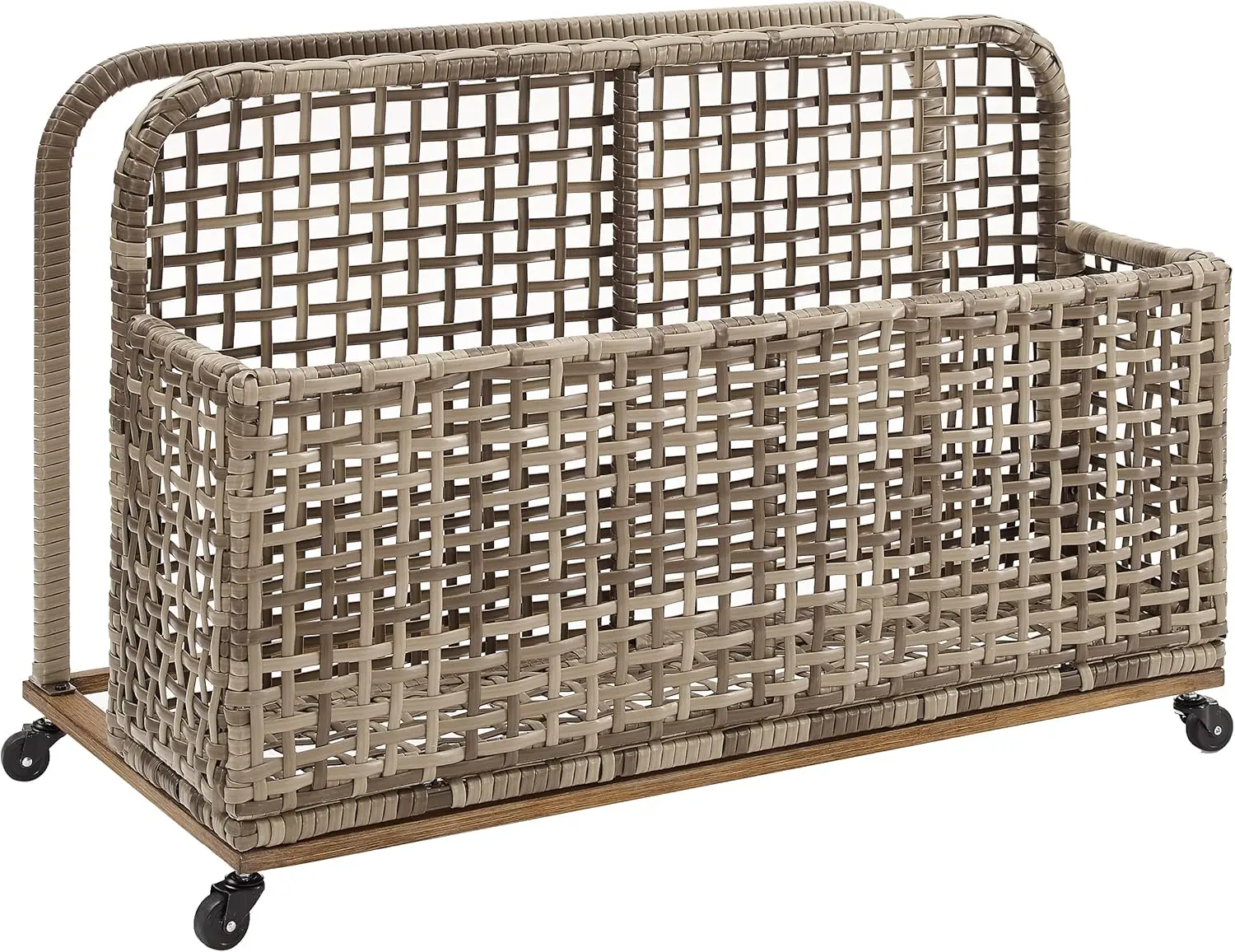 Vime ao ar livre e Metal Pool Armazenamento Caddy, Ridley Riding, angustiado cinza e marrom, CO7308BR-GY