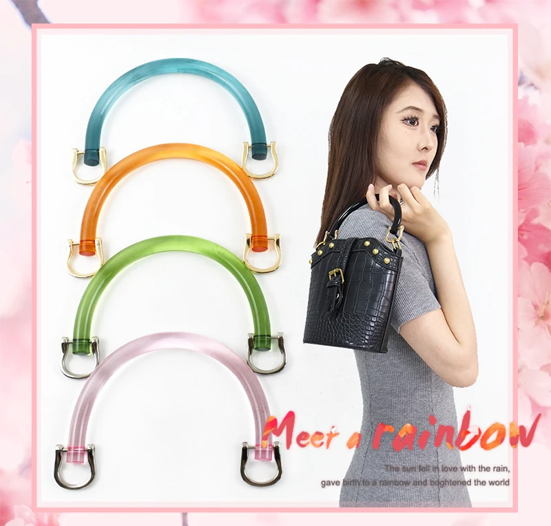 2/4Pcs U-shaped Plastic Bag Handle Acrylic Transparent Purse Frame Kiss Clasp Women Handbag Woven-bag Replace Bags Accessories