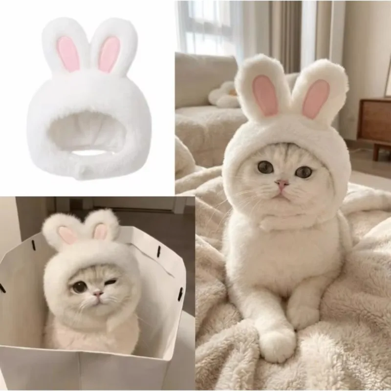 

1pc Bunny Ears Hat for Cats Dogs, Knit Pet Costume Headwear, Pullover Fun Animal Clothing for Photos & Dress Up, Pet Accessories