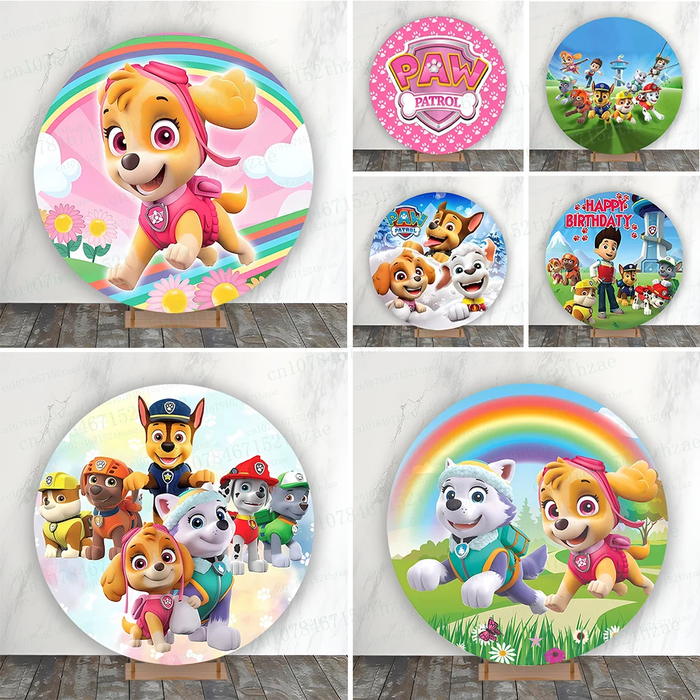 

Paw Patrol Birthday Party Photo Backdrop Baby Shower Photography Backdrop Round Photo Background Banner