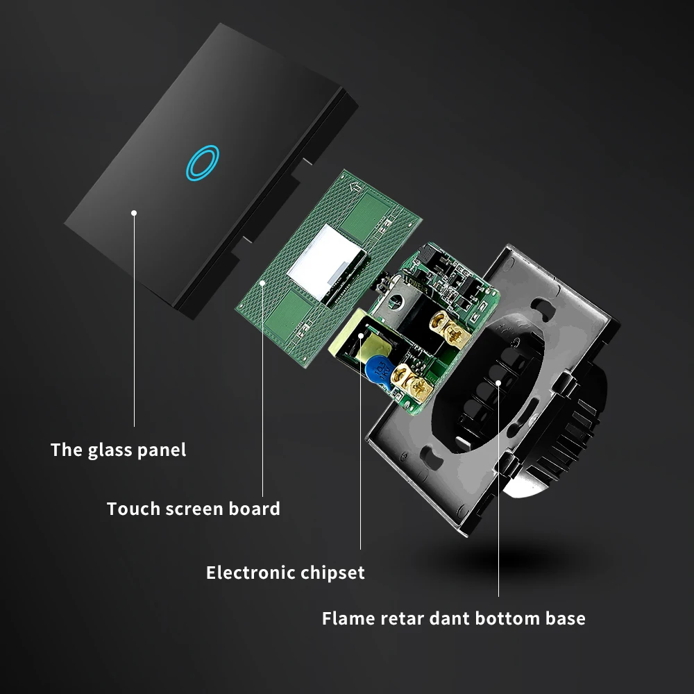 Touch Switch Sensor Switches Light  Wall Led 1 Way 110v 220v 220 V Lamp Button on Off Controller Waterproof Tempered Glass Panel