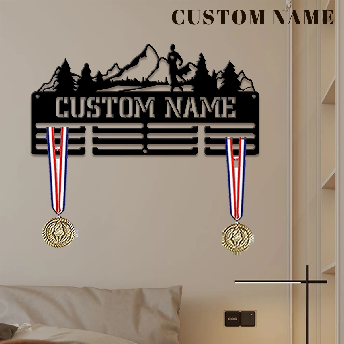 Custom Marathon Metal Medal Display Rack, Valentines Gift, for Room Decor, Suitable for Basketball, Football Exercise view 2