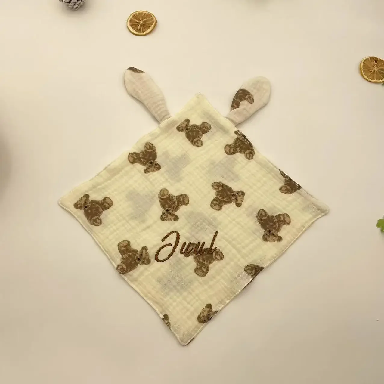 Personalized Baby Name Blanket Muslin Burp Cloth Cotton Gauze Towel Bandana For Newborn Custom Baby With Name Sleeping Doll Gift