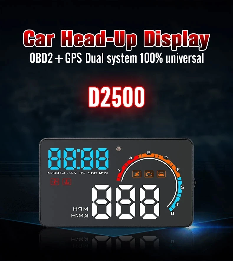 Universal Car Head-Up Display D2500 HUD 4 