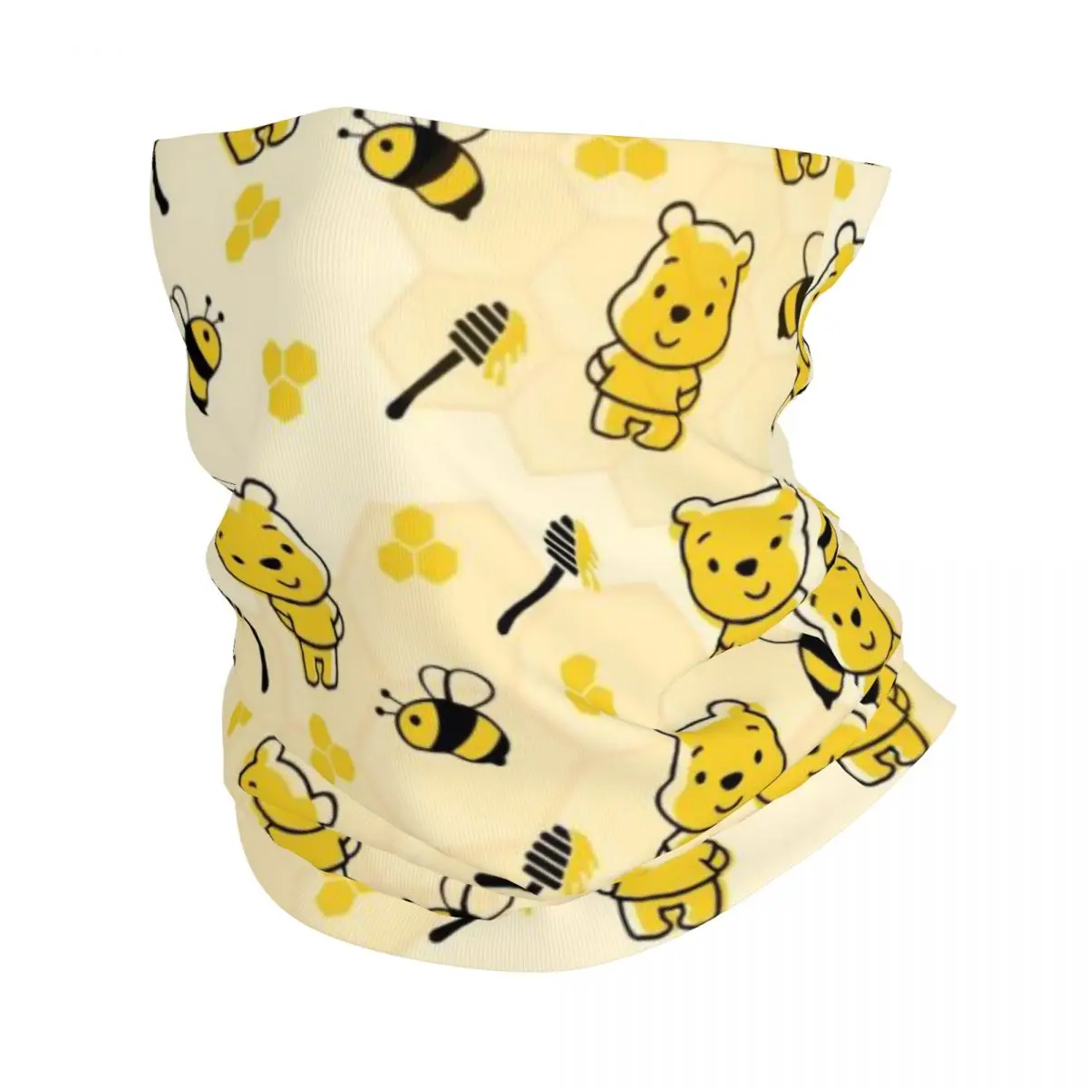 Custom Winnie The Pooh Hunny Neck Gaiter Women Men UV Protection Winter Cute Kawaii Bandana Scarf for Cycling